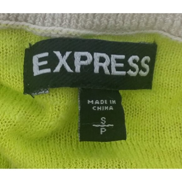 Express Top Small Striped Long Sleeve Multi Color Sheer Neon Scoop Neck - Picture 6 of 6